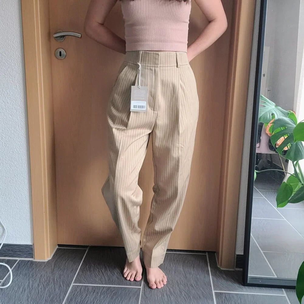 Everlane The Draper High Waisted Pinstripe Trouser Pants Size 4 - New with tags - Picture 13 of 16